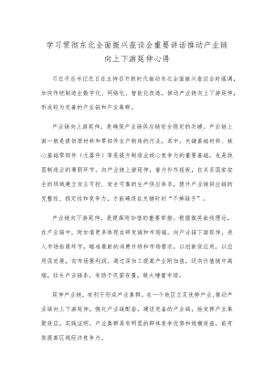 学习贯彻东北全面振兴座谈会重要讲话推动产业链向上下游延伸心得.docx