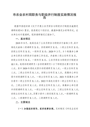 市农业农村局职务与职级并行制度实施情况报告.docx