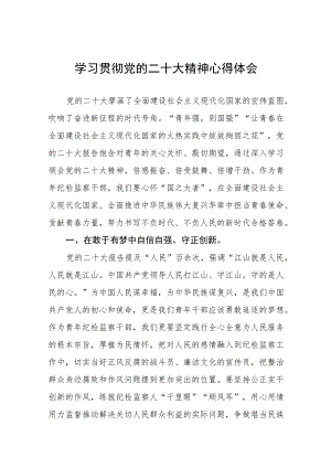 纪检监察干部关于学习贯彻党的二十大精神研讨发言材料六篇.docx