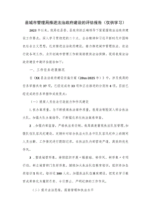县城市管理局推进法治政府建设的评估报告.docx
