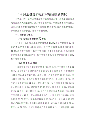 经济运行及项目投资情况汇报.docx