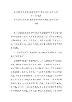 全市县处级干部第二批主题教育专题读书班上的研讨发言材料(二篇).docx