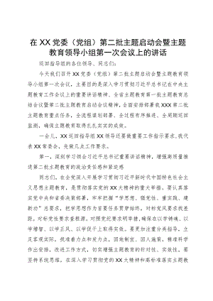 在XX党委（党组）第二批主题启动会暨主题教育领导小组第一次会议上的讲话.docx