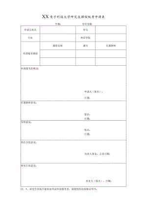 XX电子科技大学研究生课程缓考申请表.docx