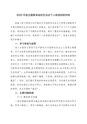 主题教育组织生活会个人检视剖析材料.docx