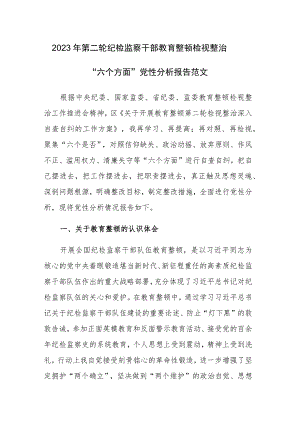 2023年第二轮纪检监察干部教育整顿检视整治“六个方面”党性分析报告范文.docx
