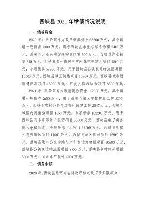 西峡县2021年举债情况说明.docx