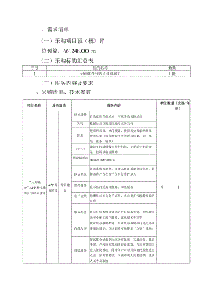需求清单一采购项目预概算总预算6612400元二采购标的汇总表.docx