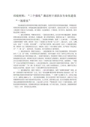 经验材料：“三个强化”激活村干部队伍专业化建设“一池春水”.docx