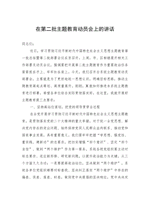 在第二批主题教育动员会上的讲话.docx
