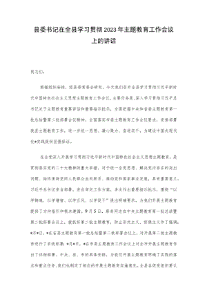 县委书记在全县学习贯彻2023年主题教育工作会议上的讲话.docx