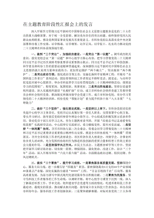 在主题教育阶段性汇报会上的发言.docx