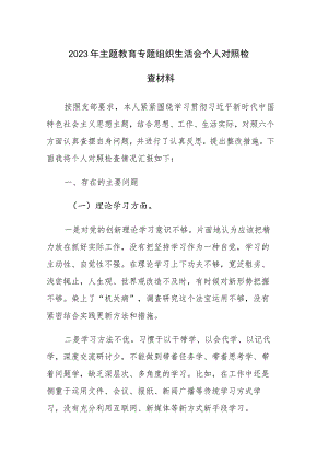 2023年主题教育专题组织生活会个人对照检查材料2篇范文参考.docx