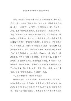 县长在青年干部培训座谈会的讲话 .docx