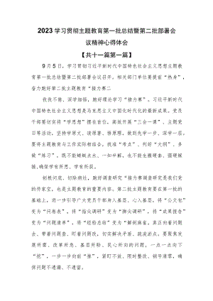 （11篇）2023学习贯彻主题教育第一批总结暨第二批部署会议精神心得体会.docx