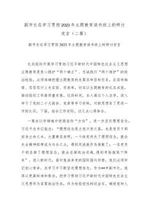 副市长在学习贯彻2023年主题教育读书班上的研讨发言(二篇).docx