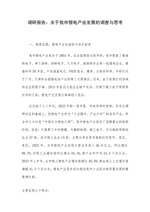 调研报告：关于我市锂电产业发展的调查与思考.docx