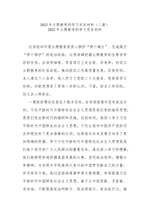 2023年主题教育的学习发言材料(二篇).docx