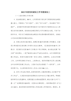 2023年度党的建设工作专题报告二.docx