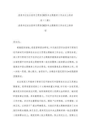 县委书记在全县学习贯彻2023年主题教育工作会议上的讲话(二篇).docx