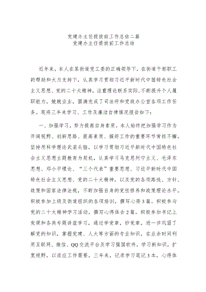党建办主任提拔前工作总结二篇.docx