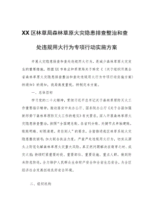 XX区林草局森林草原火灾隐患排查整治和查处违规用火行为专项行动实施方案.docx