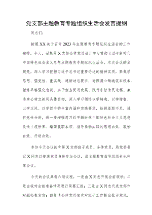 党支部主题教育专题组织生活会发言提纲.docx