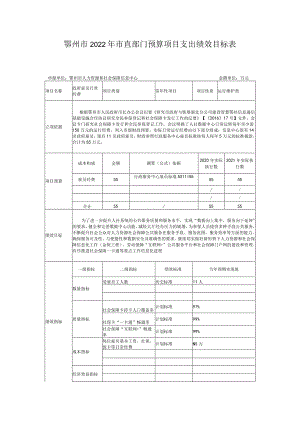 鄂州市2022年市直部门预算项目支出绩效目标表.docx