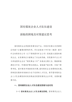 国有煤炭企业人才队伍建设面临的困境及对策建议思考.docx