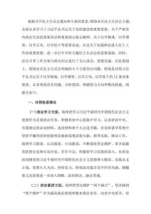 主题教育民主生活会个人发言提纲.docx