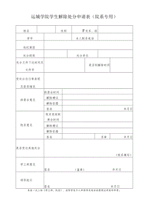 运城学院学生解除处分申请表院系专用.docx