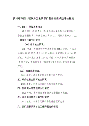 资兴市八面山瑶族乡卫生院部门整体支出绩效评价报告.docx