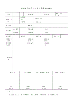 河南省高级专业技术资格确认审核表.docx