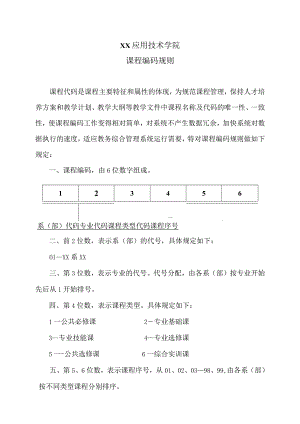 XX应用技术学院课程编码规则.docx