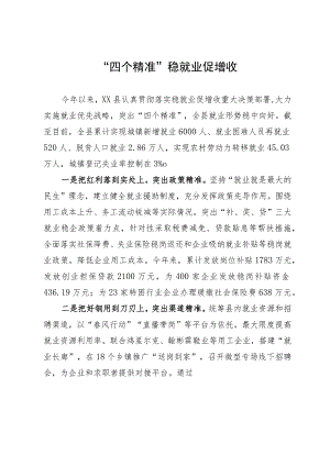 经验材料：“四个精准”稳就业促增收.docx