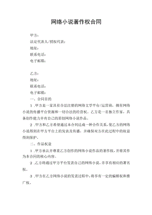 网络小说著作权合同.docx
