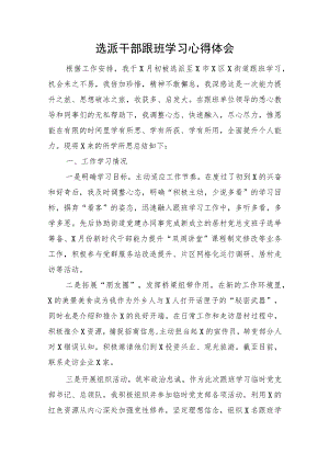 选派干部跟班学习心得体会.docx