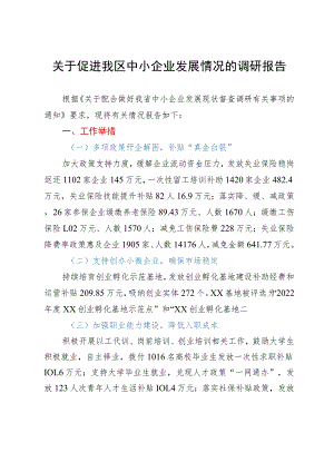 关于促进我区中小企业发展情况的调研报告.docx