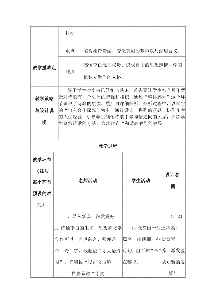 梦游天姥吟留别教学设计与反思模板.docx_第2页