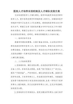 医院人才培养长效机制及人才梯队实施方案.docx
