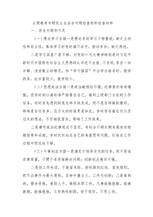 主题教育专题民主生活会对照检查剖析检查材料.docx