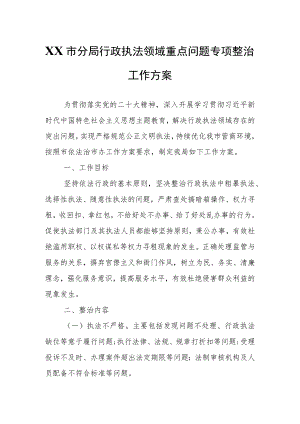 XX市分局行政执法领域重点问题专项整治工作方案.docx