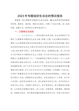 2023年主题教育专题组织生活会的情况报告.docx