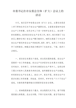 市委书记在市安委会全体（扩大）会议上的讲话.docx