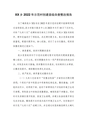 XX乡2022年示范村创建县级自查整改报告.docx