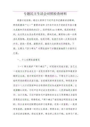 专题民主生活会对照检查材料.docx