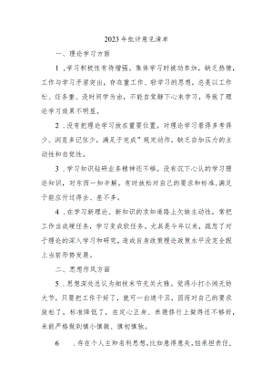 2023年批评意见清单.docx