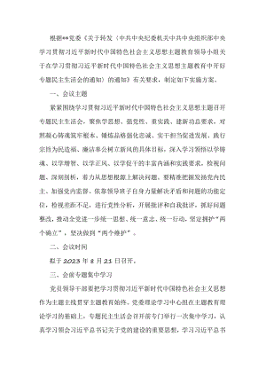 国企党委2023年主题教育专题民主生活会方案.docx