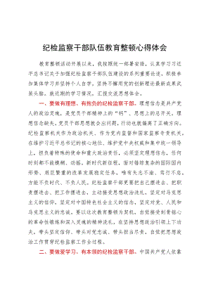 纪检监察干部队伍教育整顿心得体会.docx