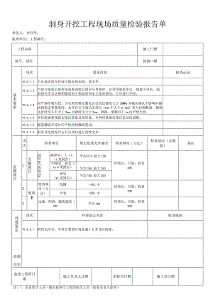 洞身开挖工程 现场质量检验报告单.docx